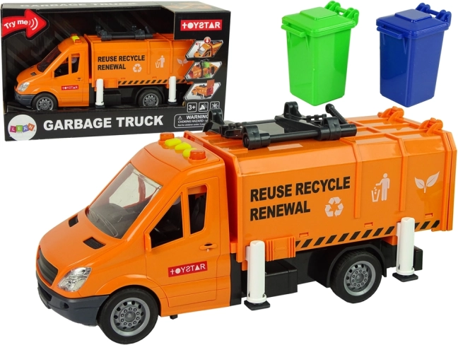 Orange renovationsbil med friktionsdrev og lydeffekter