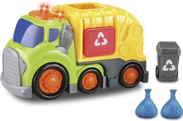Kiddy skraldebil med lys- og lydeffekter 19,5 cm med skraldespand