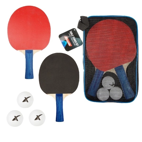 Sæt til bordtennis med 2 bat og 3 bolde i taske