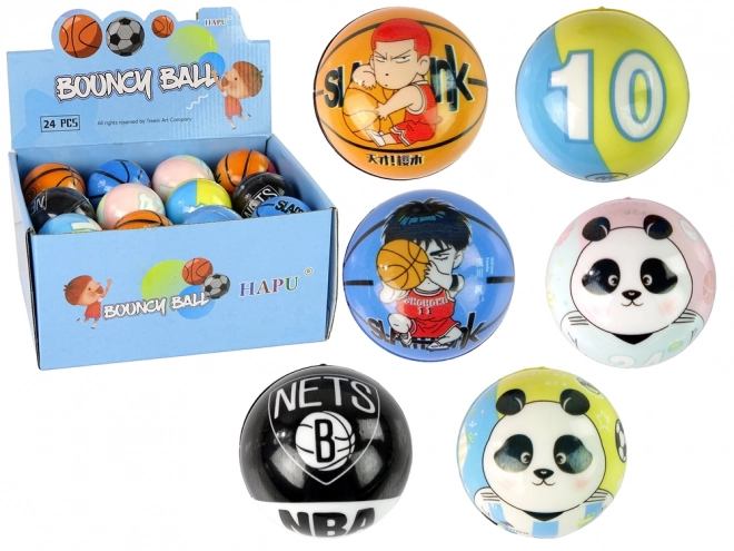 Farverig bold med panda illustration til børn 7 cm