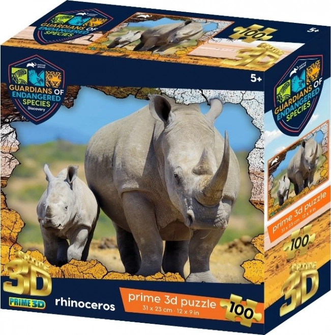 3D puslespil næsehorn 100 brikker