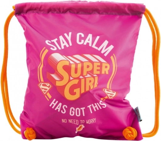 Lyserød sportstaske Super Girl med snørelukning
