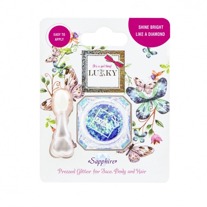 Lukky glitter med applikator til ansigt, krop og hår - safir