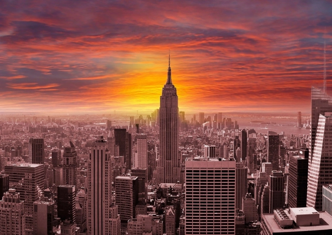 Nyd puslespil Solnedgang over New York panorama 1000 brikker