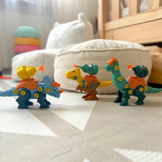 Woopie samlesæt dinosaurer til samling af 3 stk bygningssæt med kuffert og boremaskine med skruetrækker