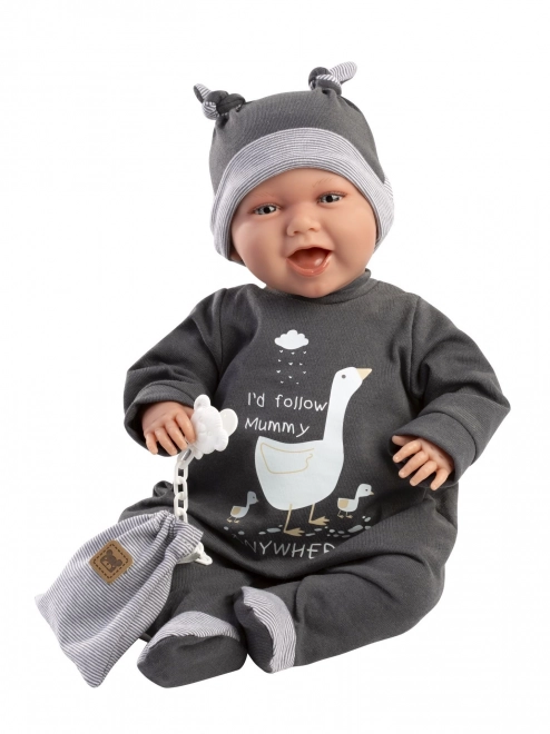 Llorens 74107 NYFØDT - realistisk babydukke med lyde og blødt stofkrop - 42 cm