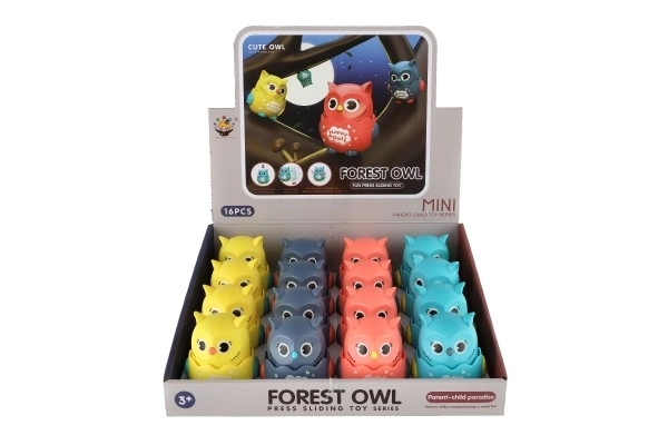 Sovy Happy Owl plastik 7x8 cm kørende