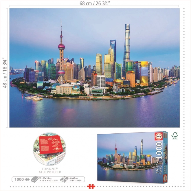 Educa Puzzle Panorama Shanghai ved solnedgang 1000 brikker