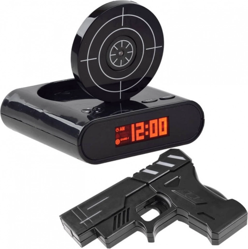 Vækkeur med pistol og mål – interaktivt skydevækkeur