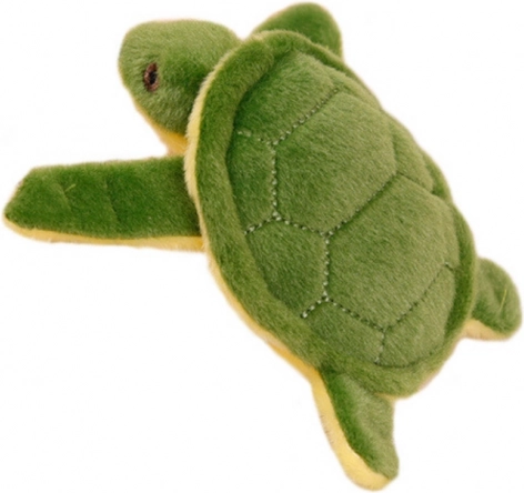 Plys skildpadde med fløjte og vedhæng grøn 15 cm