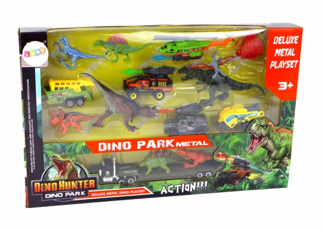Sæt med køretøjer Helicopter Dinosaurer 8 dele Farverige