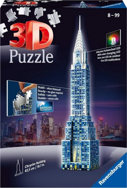 RAVENSBURGER Lysende 3D puslespil Nat Edition Chrysler Building 216 brikker