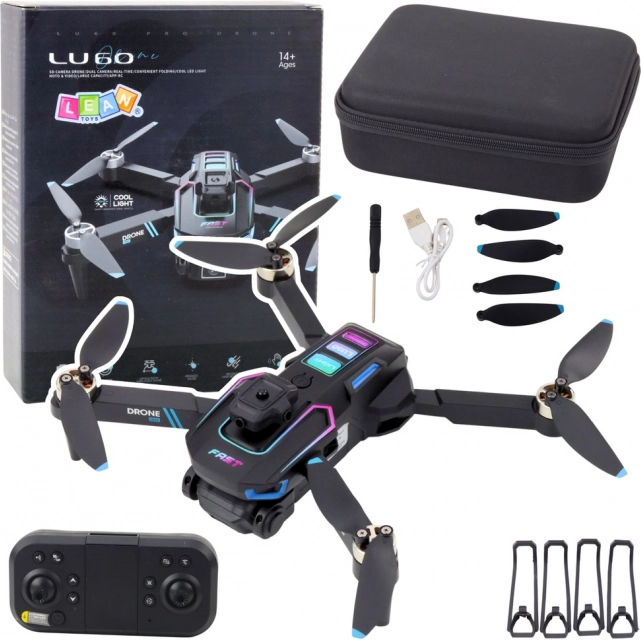 Drone LU60 med dobbelt HD-kamera og LED-lys sort