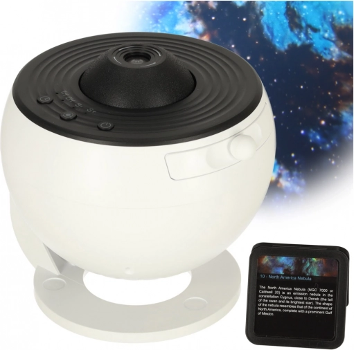 LED-stjerneprojektor planetarium med USB, 12 diske og 360° timer