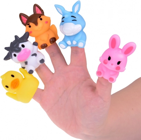 Gummi fingerdukker Bondegårdsdyr - sæt med 5 figurer