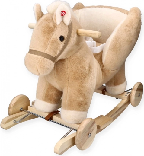 Gyngende hest Pegas beige med sæde og hjul