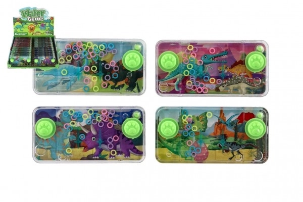 Vandspil puslespil 11x6cm plastik dinosaur 4 typer 24 stk i boks