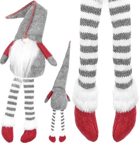 Siddende nisse tekstil dekoration 50 cm – Grå