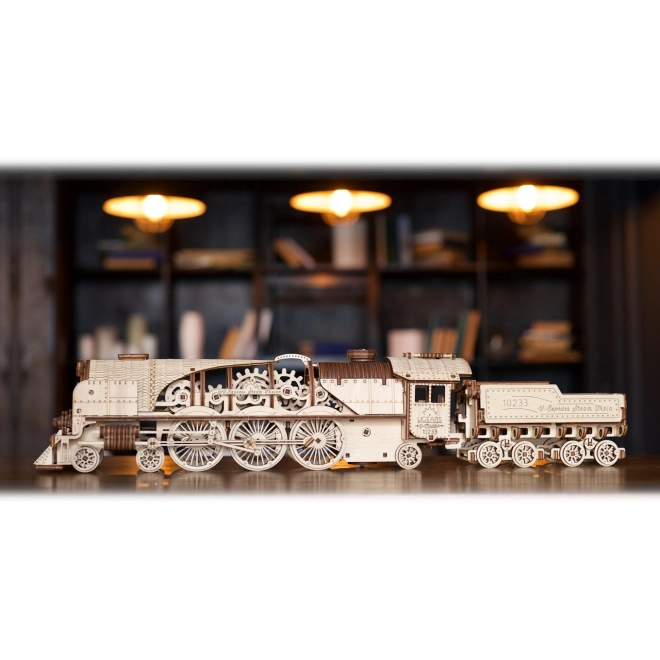 Ugears 3D puslespil - Lokomotiv V-express med vogn 538 dele