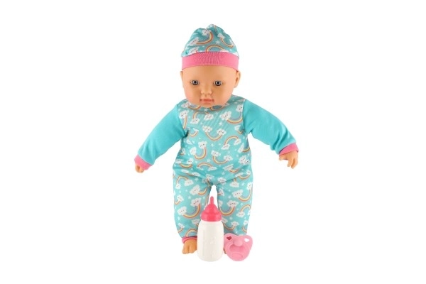 Dukkevogn baby 40 cm blødt krop med flaske og sut i kassen 41x19x12,5 cm