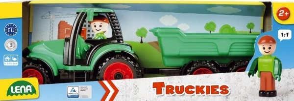 Auto Truckies traktor med anhænger plast 32cm med figur i kasse 24m+
