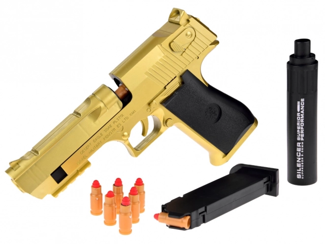 Børnelegepistol med skumammunition og lyddæmper
