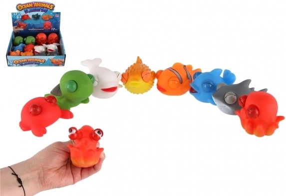 Klemmelige antistress havdyr i silikone 9–10 cm, mix af arter
