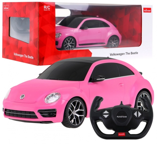 Fjernbetjent bil R/C Volkswagen Beetle Rastar 1:14 lyserød