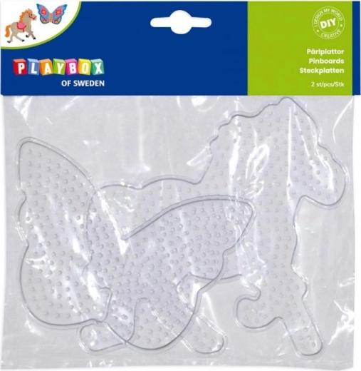 Playbox perleplader til strygeperler – sommerfugl og hest, 2 stk.