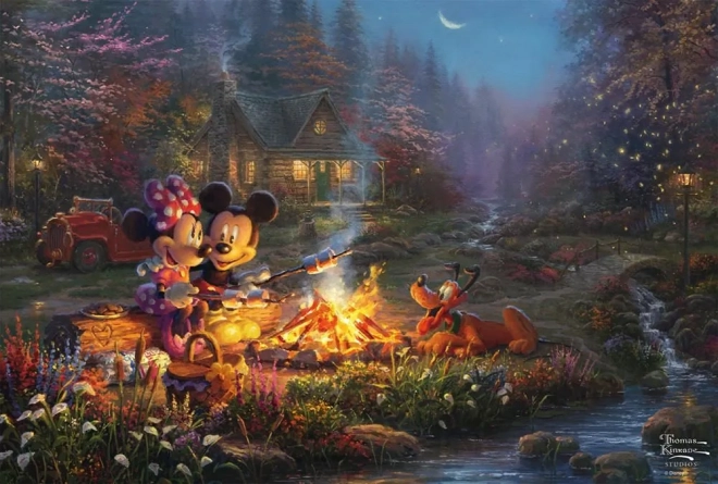 Puzzle SCHMIDT Mickey og Minnie: Romantik ved ilden 200 brikker