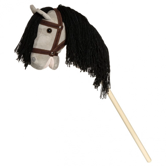 Hobbyhest grå med tøjler 80 cm
