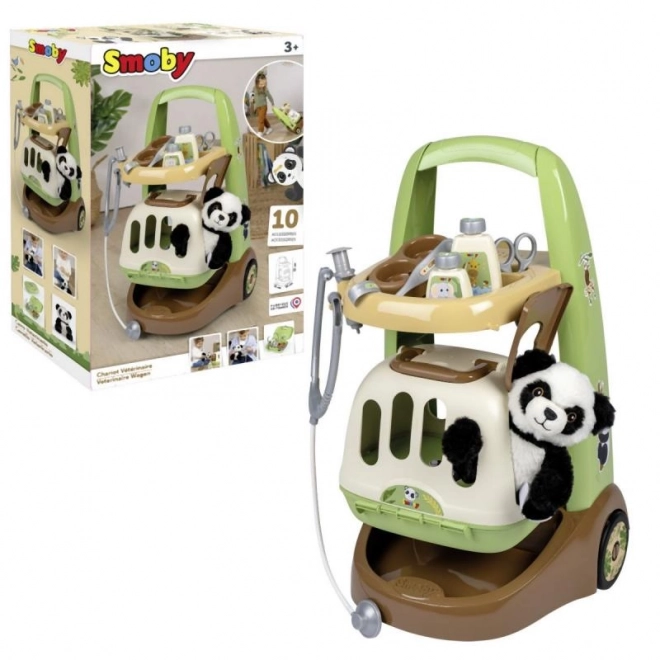 Dyrlægevogn med panda og transportboks 2i1