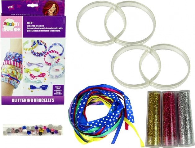 DIY armbåndssæt med glimmer og bånd