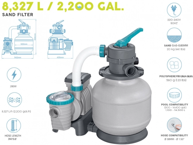 Bestway Sandfilter til Pool ydeevne 8327 l/h
