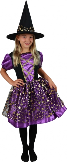 Børnekostume heks lilla-sort