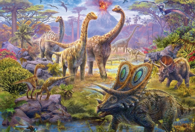 SCHMIDT Puslespil Dinosaurer 4i1 i metalkuffert (60,60,100,100 brikker)