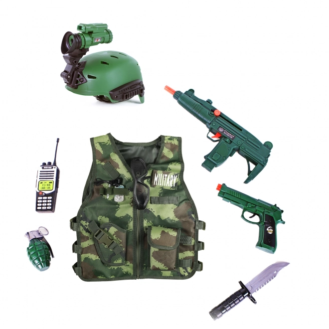 Barnesæt vest med militært tilbehør