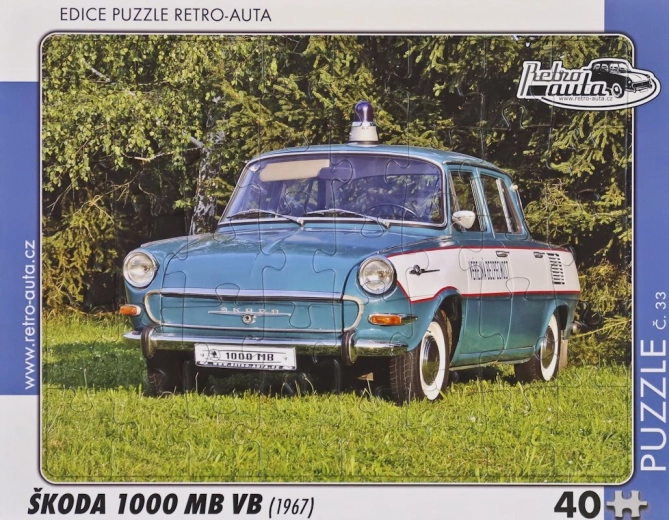 Puslespil Retro Biler Škoda 1000 MB VB 40 brikker