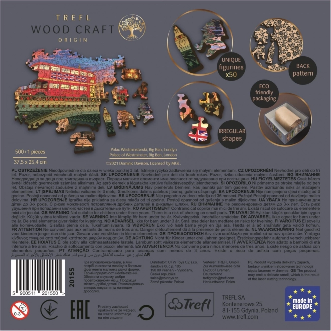 TREFL Wood Craft Origin puslespil Westminster Palace med Big Ben 501 brikker