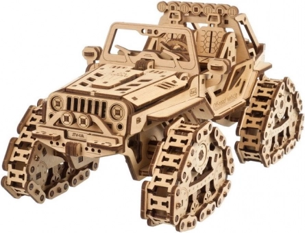 UGEARS bæltegående terrænkøretøj – 3D mekanisk træpuslespil