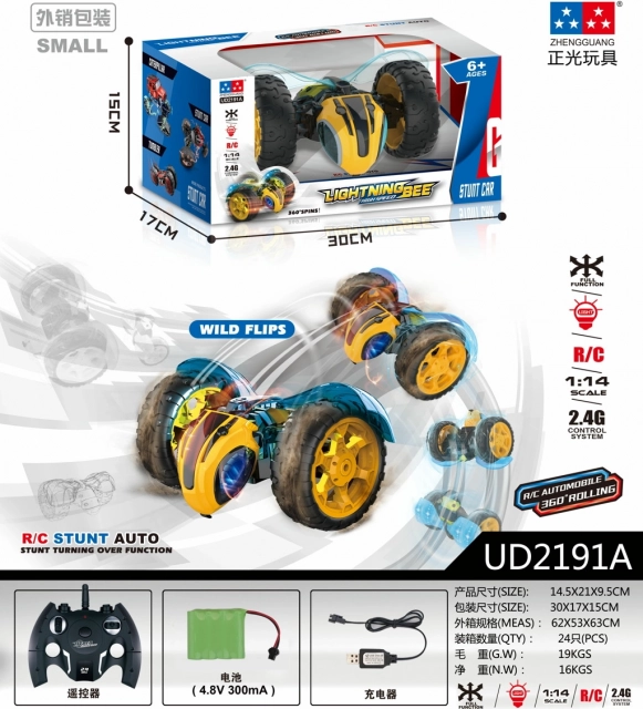 RC stuntbil 1:14 med 360° rotation og 2,4 GHz