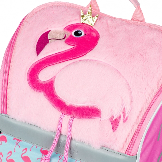 Skolerygsæk med flamingo motiv