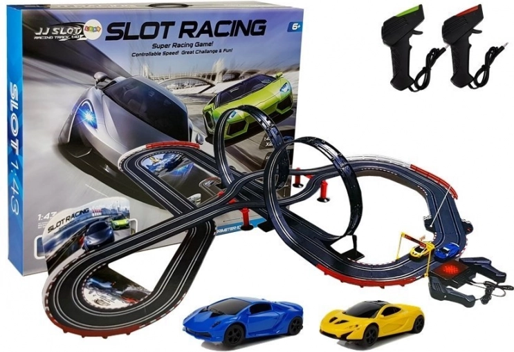 Kæmpe racerbane med to loops 1:43 med lys, længde 1020 cm