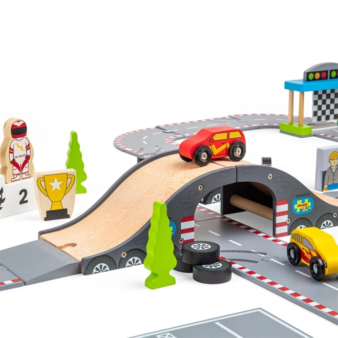 Bigjigs Rail Træ Racerdag Autodræs