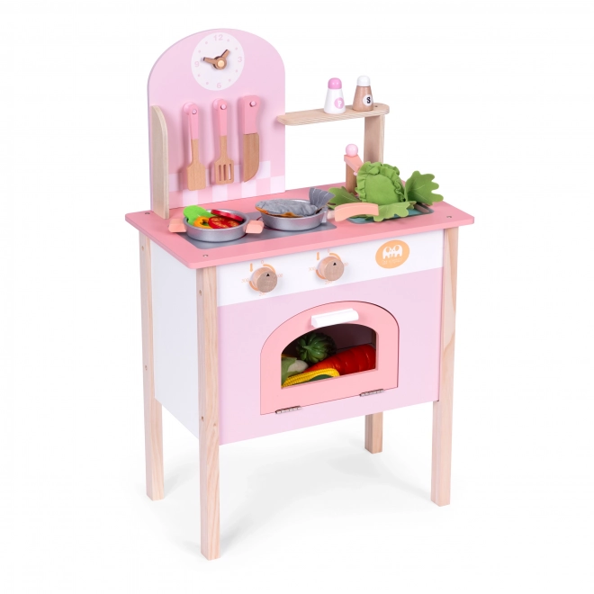 Børnekøkken lyserød med 8 tilbehør ECOTOYS