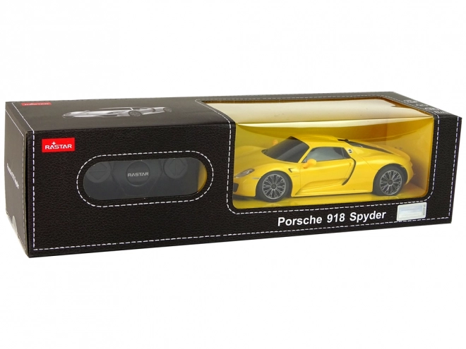 Bil R/C Porsche 918 med fjernbetjening gul 1:24