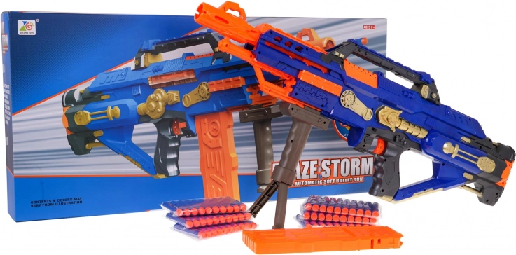 Mega karabin BLAZE STORM til skumprojektiler – blå, automatisk blaster
