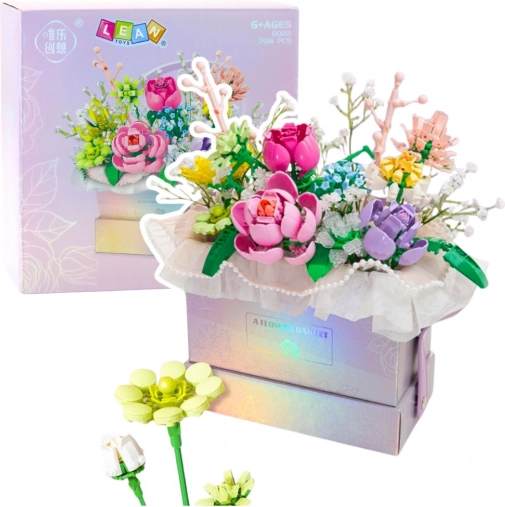 Byggeklodser blomsterkomposition med LED-belysning