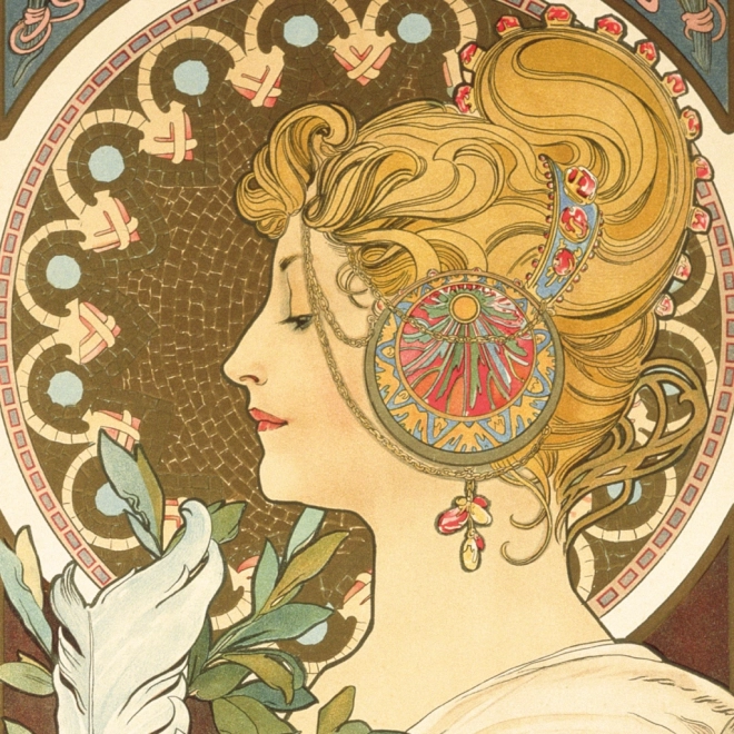 Notekalender Alfons Mucha 2025, 30 × 30 cm