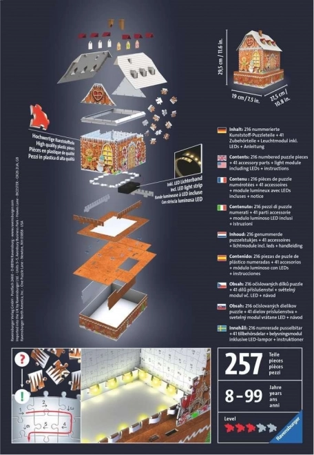 RAVENSBURGER Lysende 3D puslespil Nat Edition Honningkagehytten 216 stykker
